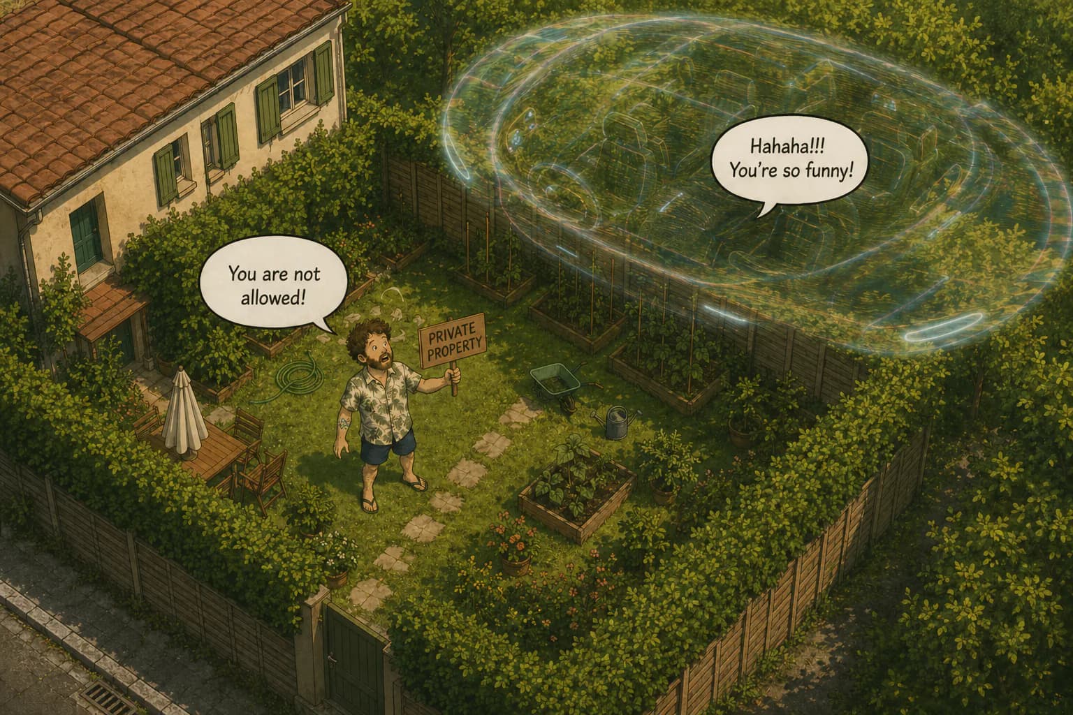 An analogy about flying and private property